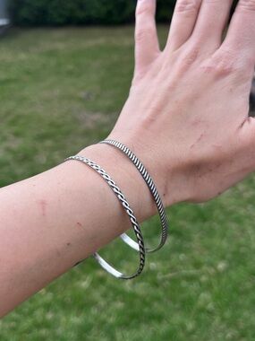 Sterling Silver Twisted Bangle Bracelets - Women Jewelry